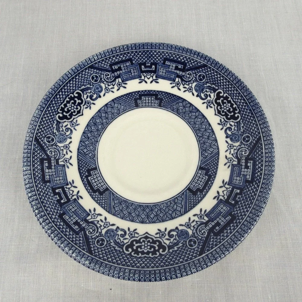 VTG Churchill England Blue White Willow Coffee Tea Saucer 5.5
